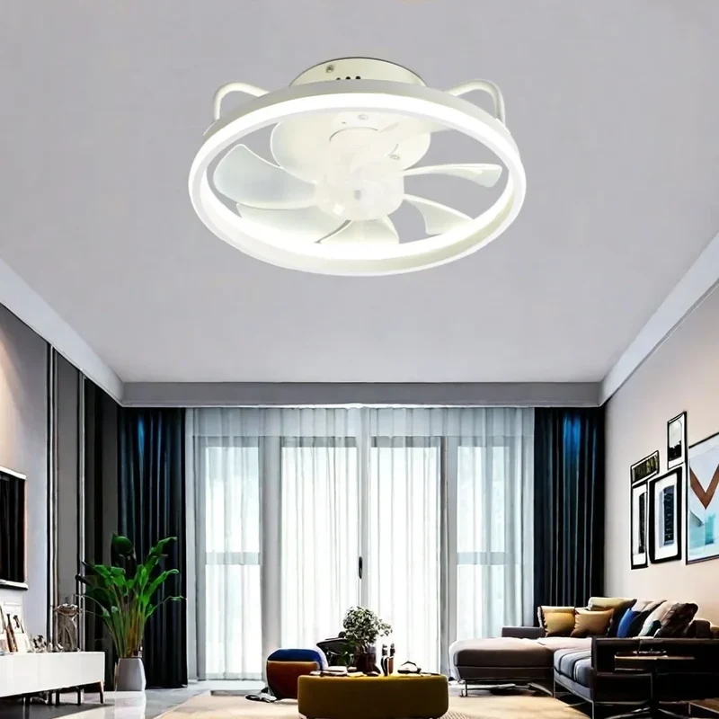 Moderne LED Taklampe Vifte med DC-motor - 6 Hastigheter, Timer, Lav Etasje Loftsvifte, Fjernkontroll Dekorativ Lys | Luvikno