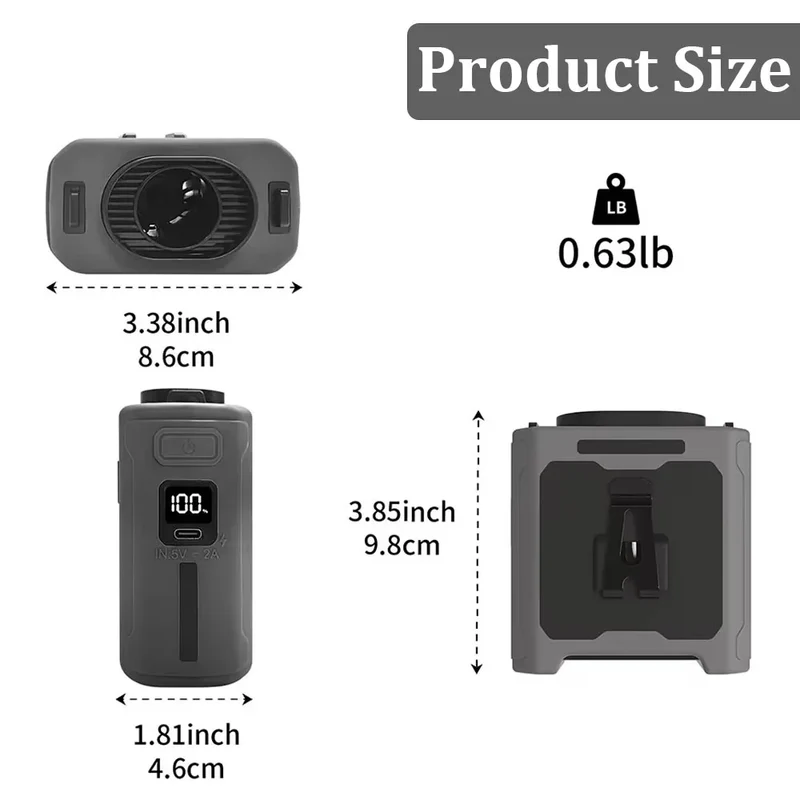 10000mAh Livstikkontaktvifte med Power Bank – Bærbar Håndfri Oppladbar Vifte | 5-Hastigheters Kjøling, Batteri Visning, USB Lading, Utendørs Bærbar Vifte | Luvikno