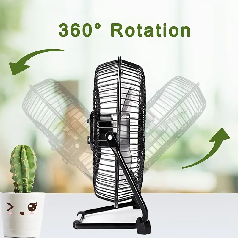 4/6/8 Tommer Desktop Bærbar USB Elektrisk Vifte – 2-Hastighets Justerbar Mini Skrivebord Vifte med 4 Blader & 360° Rotasjon for Sterk Luftstrøm | Luvikno