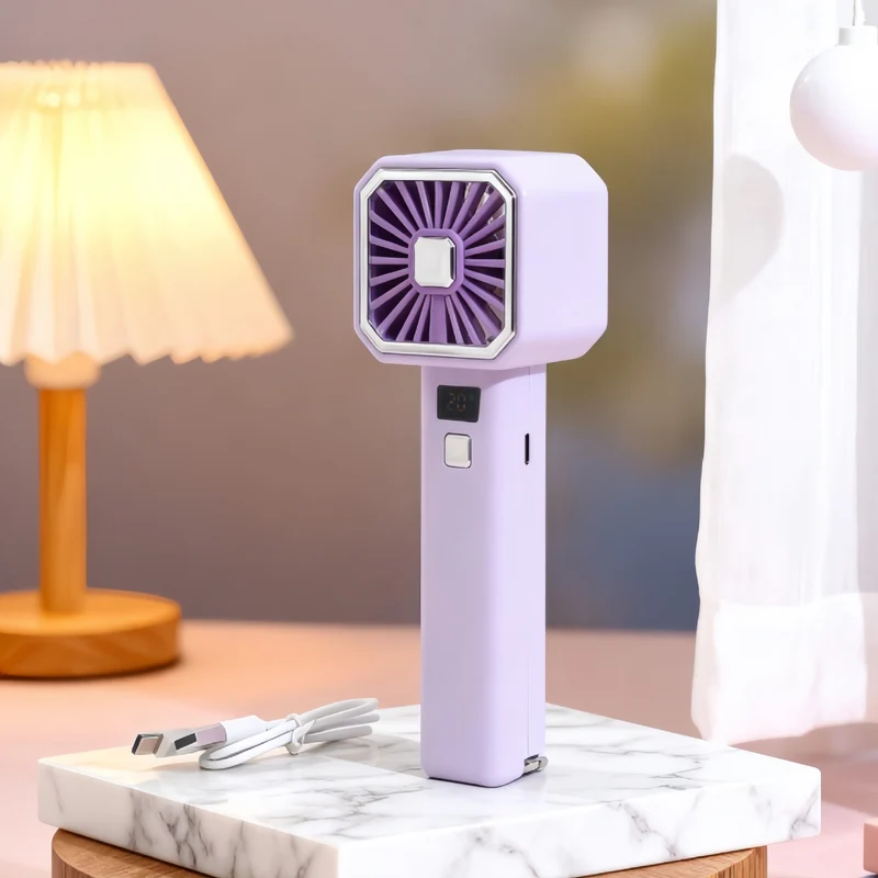 Dame Bærbar Håndvifte med LCD-skjerm og USB-ladefunksjon Luvikno