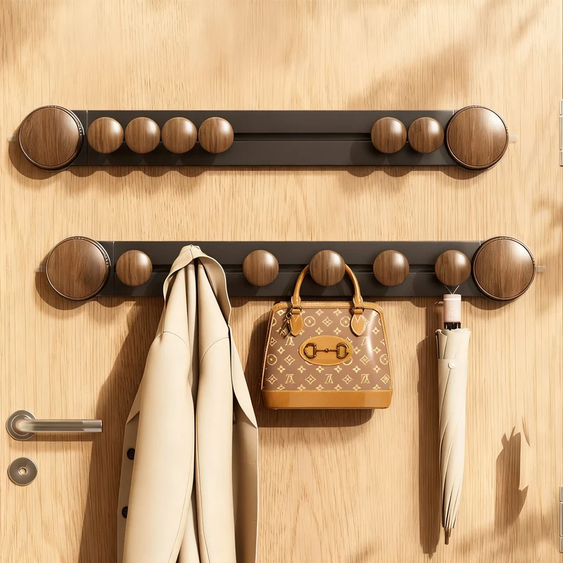 Suction cup wall hook with walnut wood look