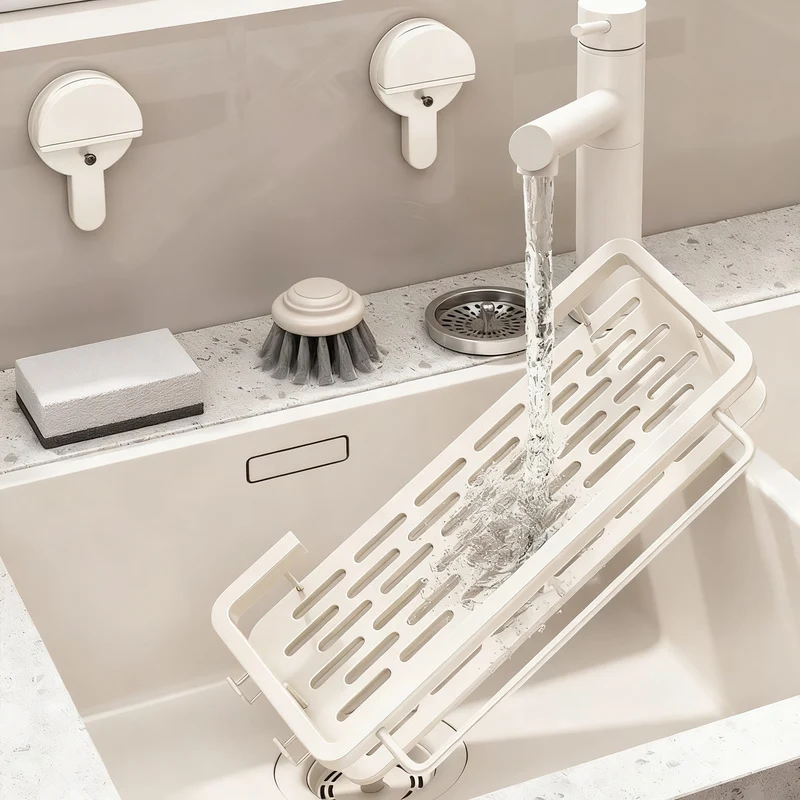 Suction Cup Draining Rack Kitchen, Aluminum