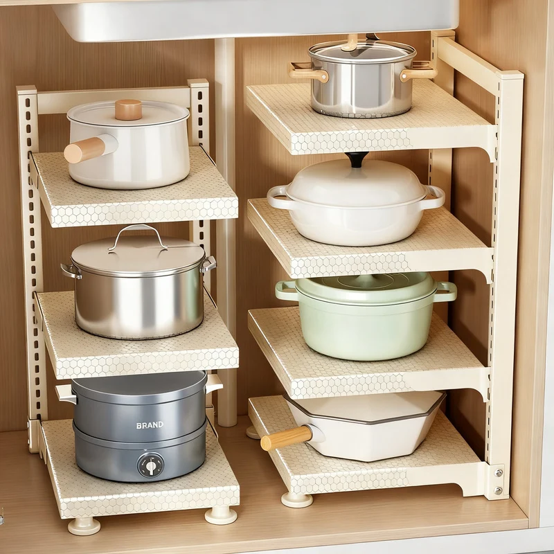 Multi-tier pot rack made of carbon steel