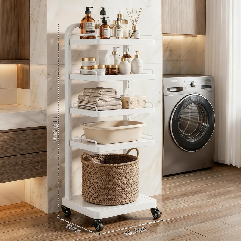 Multi-tiered shelf with wheels, 3–4 levels, steel