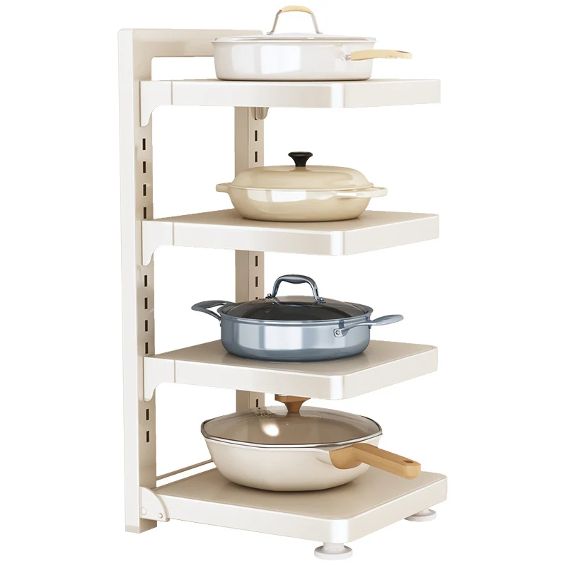 Multi-tier kitchen shelf for pots and pans
