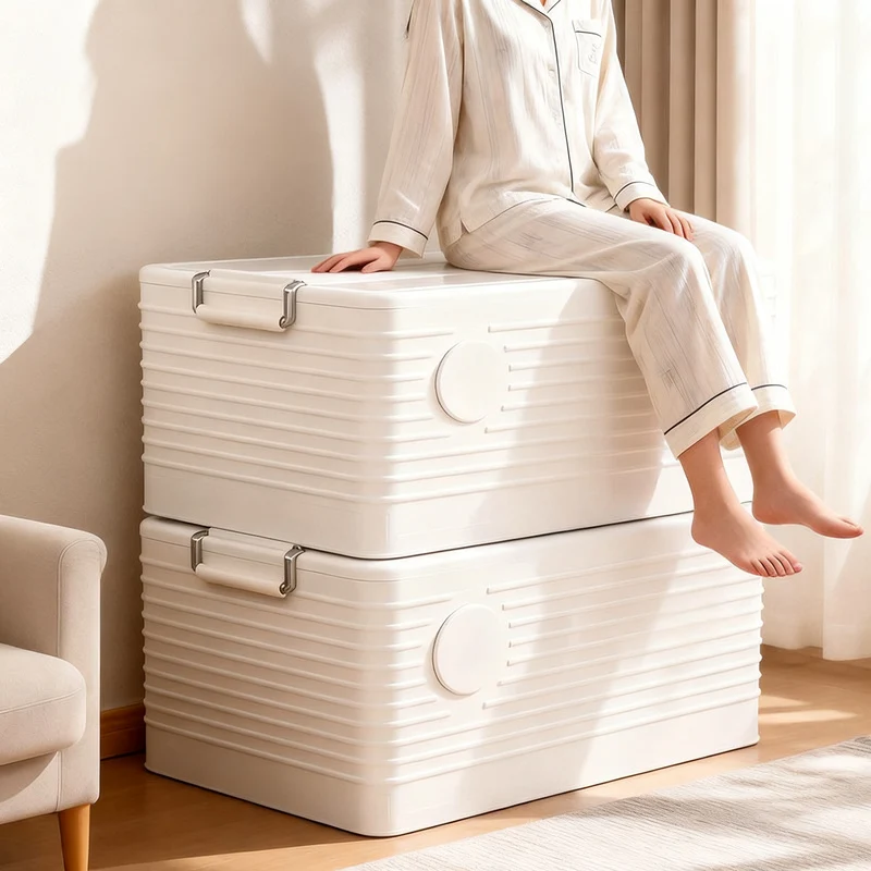 Plastic storage box with lid