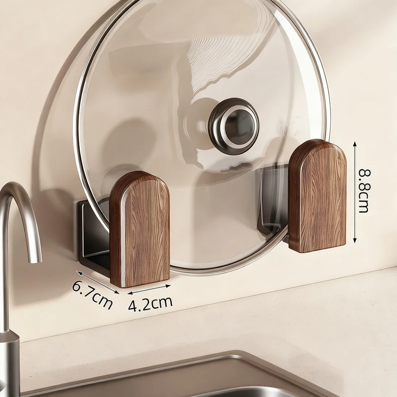 Kitchen shelf walnut look, wall-mounted, no drilling