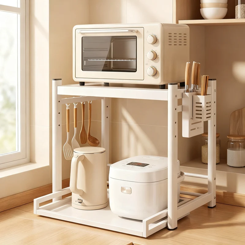 Kitchen shelf with drawer, adjustable, cream