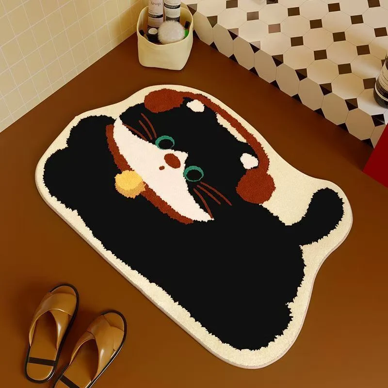 Verspielte Katzenmotiv-Badematte