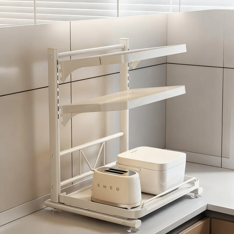 Microwave and kitchen appliance shelf, multi-tiered
