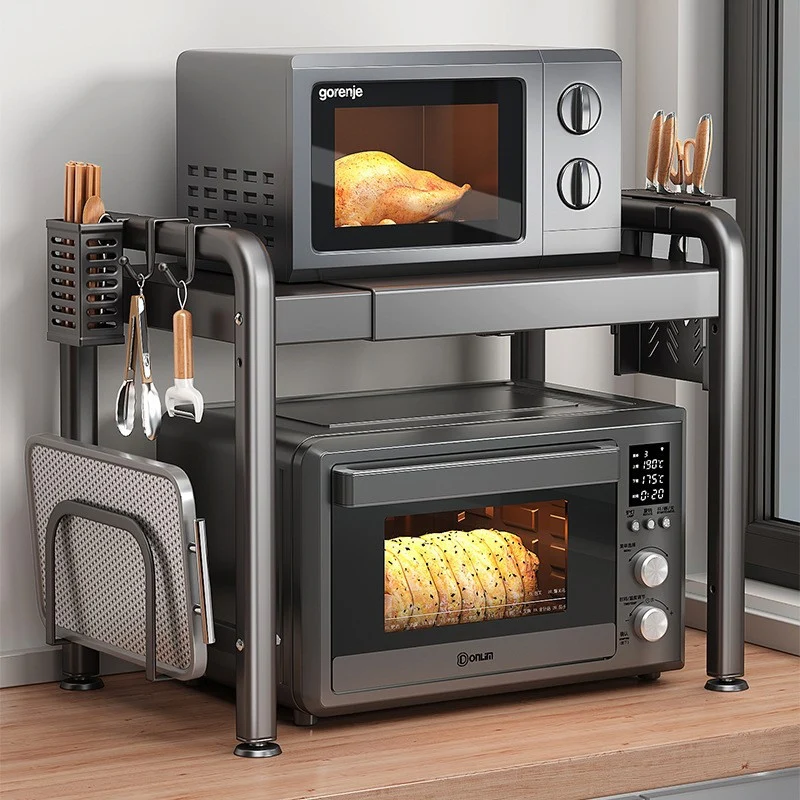 Microwave and kitchen appliance shelf, multi-tiered