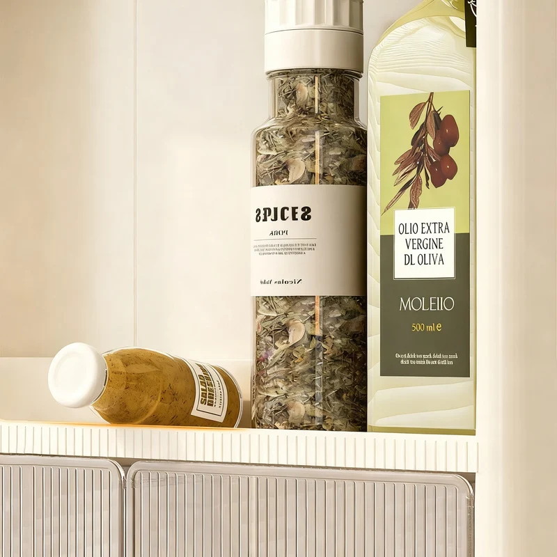Kitchen shelf for spices and seasonings