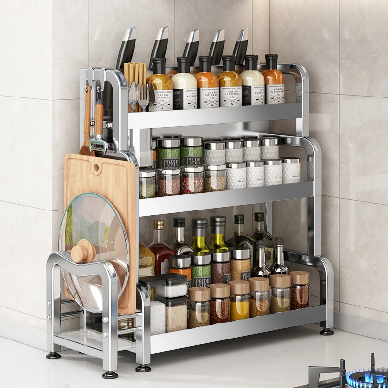Stainless steel kitchen shelf, multi-tiered, for worktop