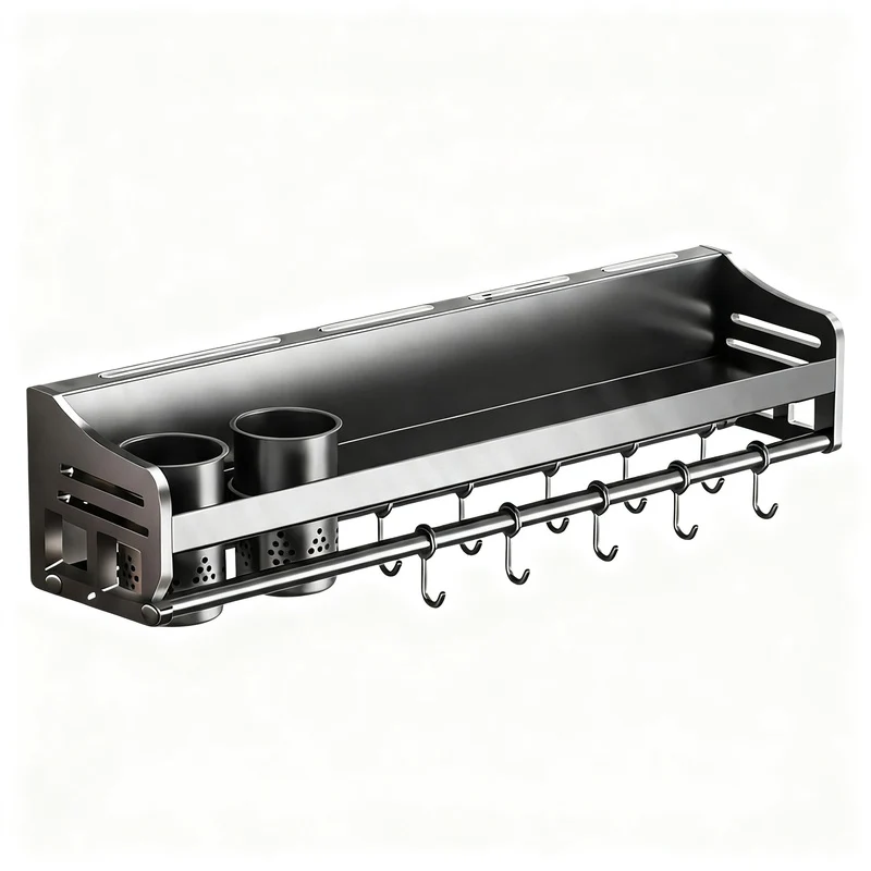 Steel kitchen shelf with knife holder