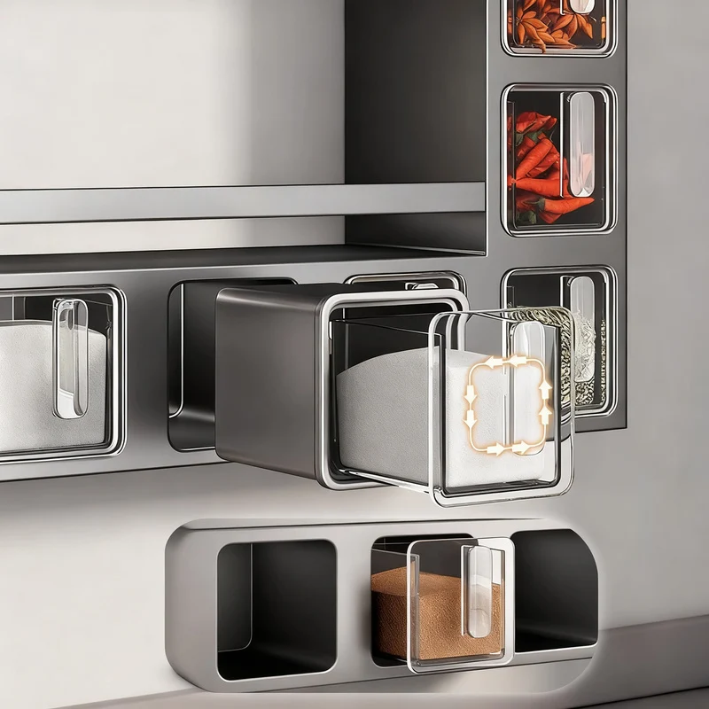 Wall-mounted spice rack, carbon steel