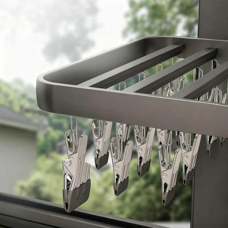 Wall-mounted clothes dryer with clamps