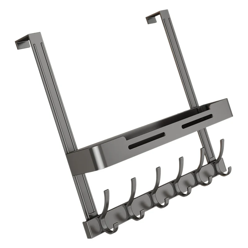 Aluminum door hook, double-layered, drill hole-free