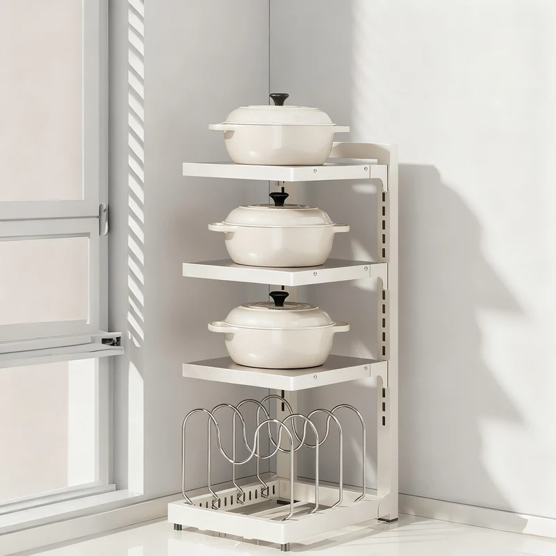 Stainless steel pot stand, 2–4 levels, adjustable