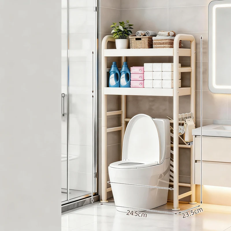 Toilet shelf, extendable, 1–3 levels, steel frame
