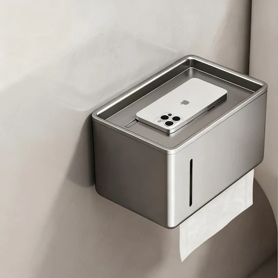 Toilet paper holder, wall mount, aluminum