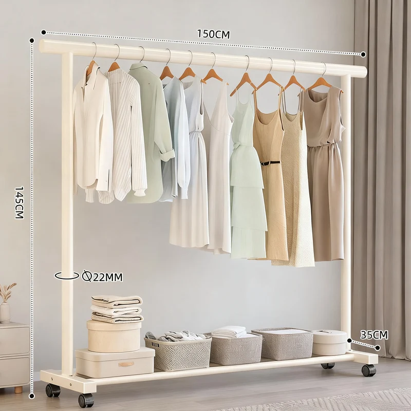 Standard clothing rack made of carbon steel, mobile