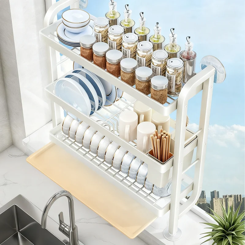 Narrow dish drying rack for the sink