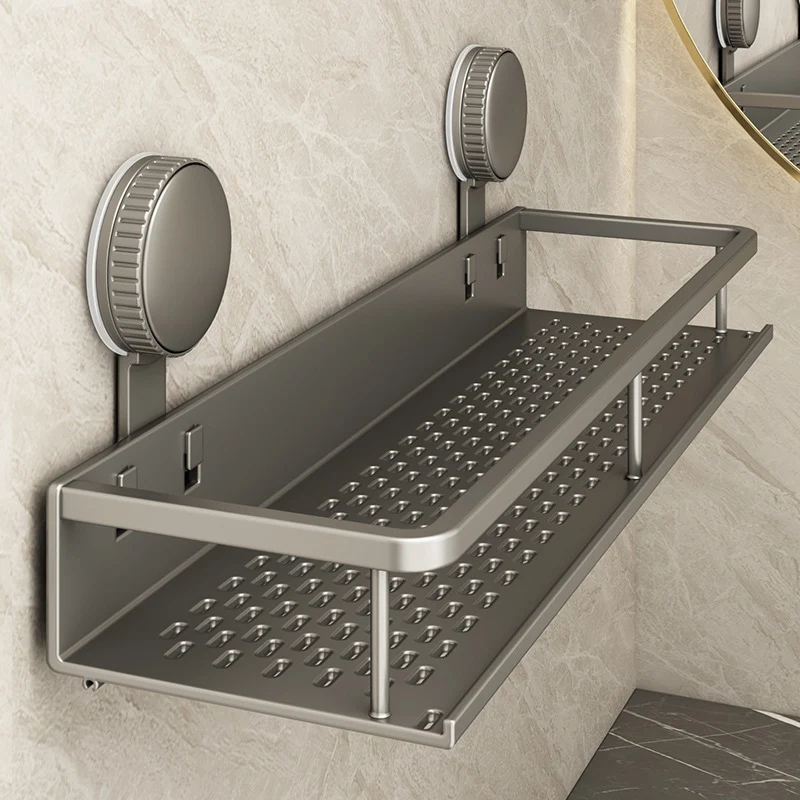 Suction Cup Wall Shelf Bathroom, Space Aluminum