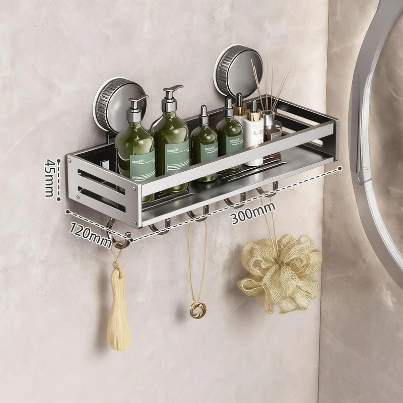 Suction Cup Wall Shelf Bathroom, Space Aluminum