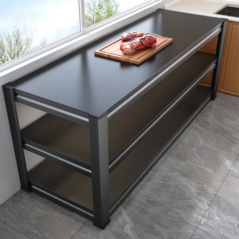Kitchen Worktable made of Carbon Steel, 3 Levels
