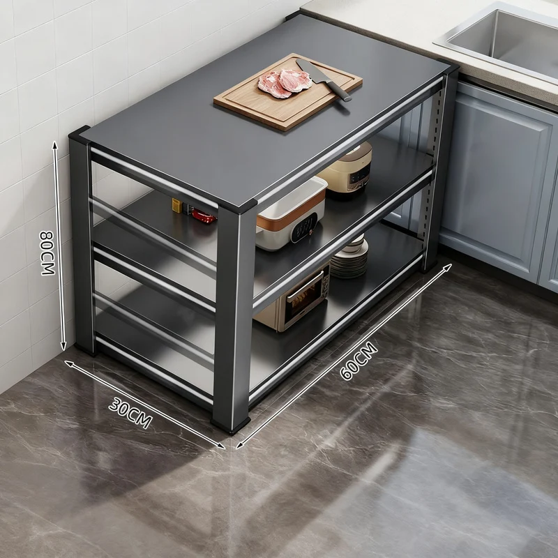 Kitchen Worktable made of Carbon Steel, 3 Levels
