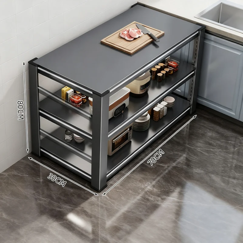 Kitchen Worktable made of Carbon Steel, 3 Levels