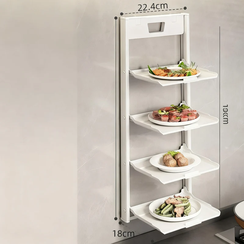 Foldable wall shelf for food preparation, aluminum