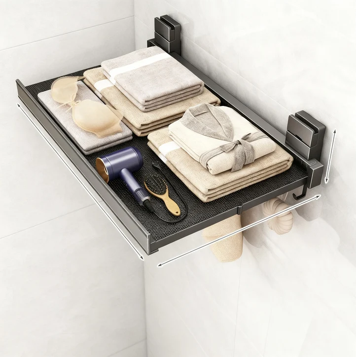 Foldable drying rack with suction cup made of aluminum