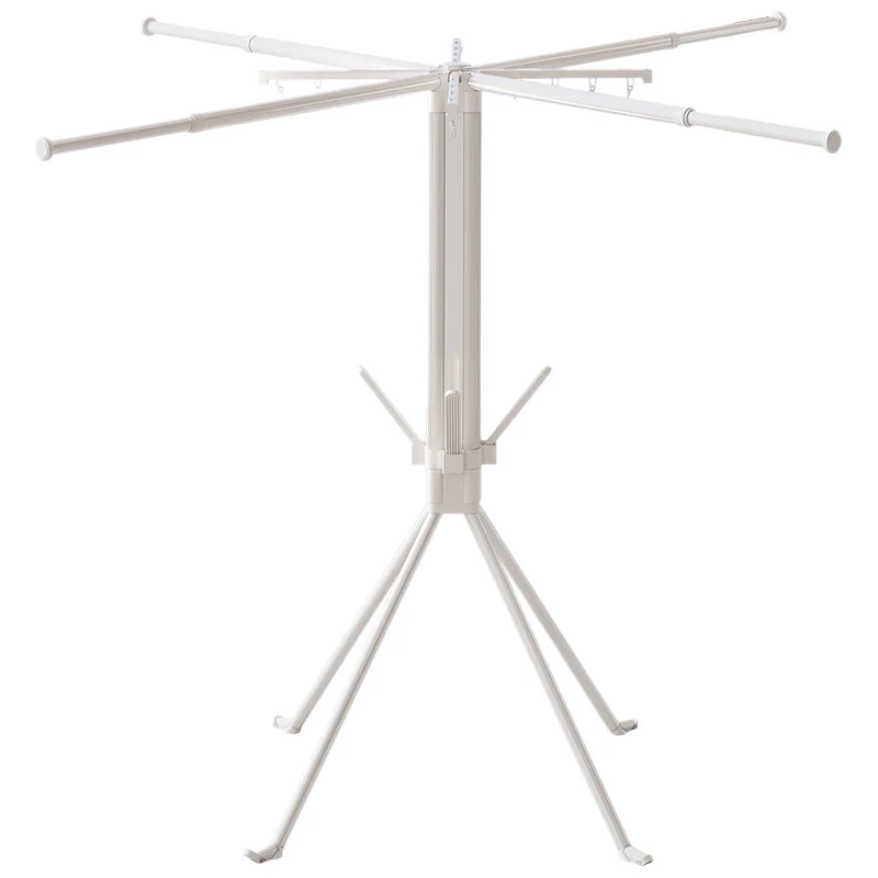 Folding laundry rack with 4 extendable rods