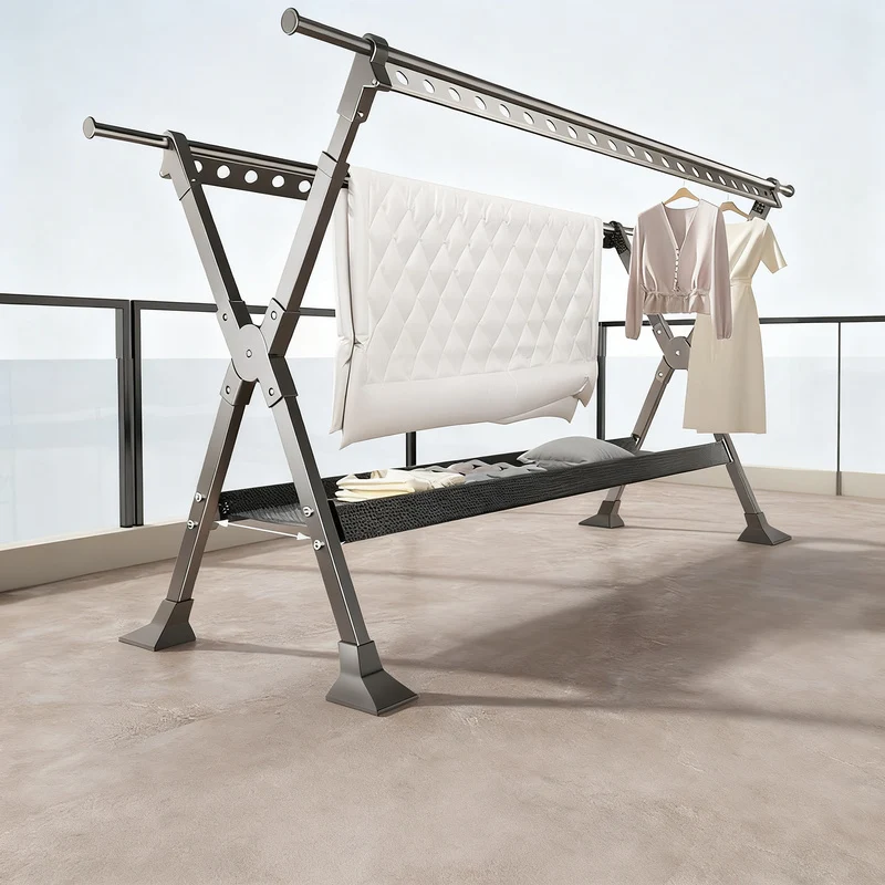Foldable drying rack made of aluminum, 1.36–2.5 m