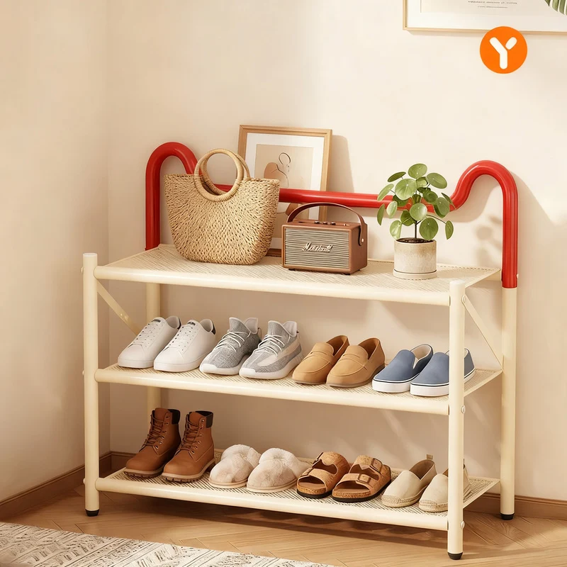 Foldable shoe rack made of metal, 3–5 tiers