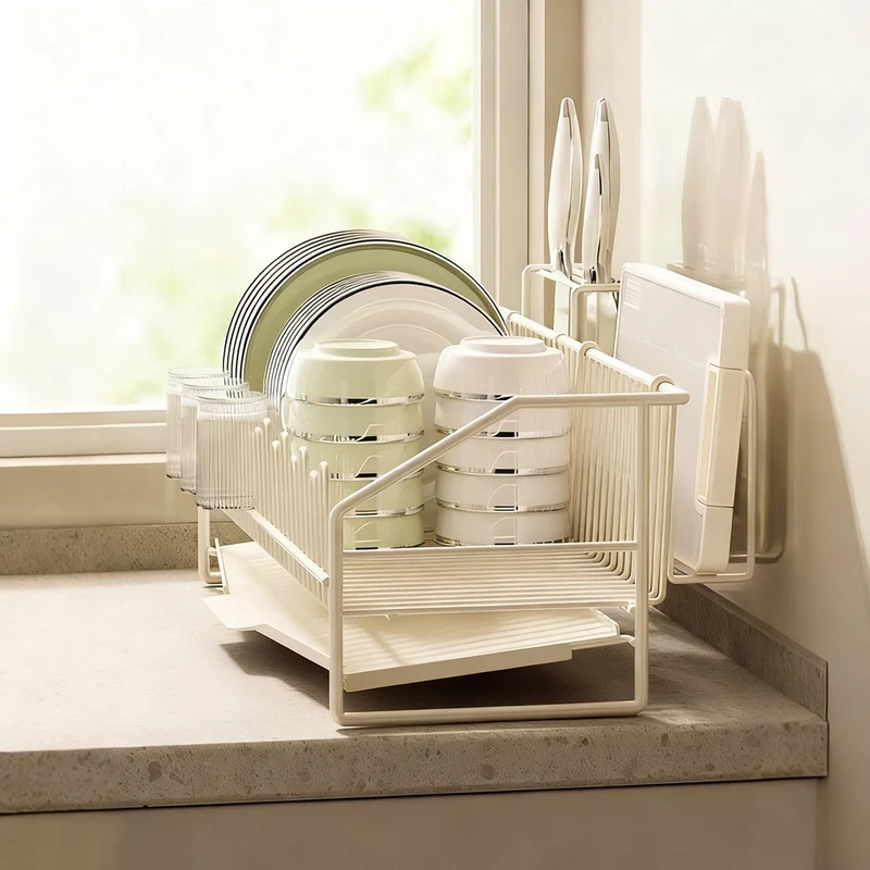 Carbon steel dish rack with accessories, modular