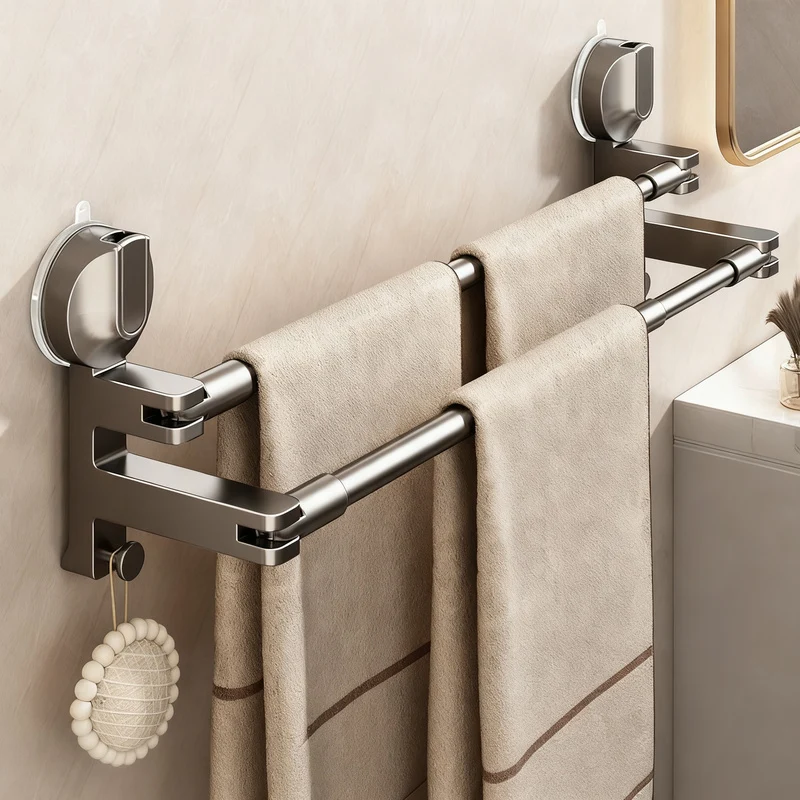 Towel holder with suction cup, extendable