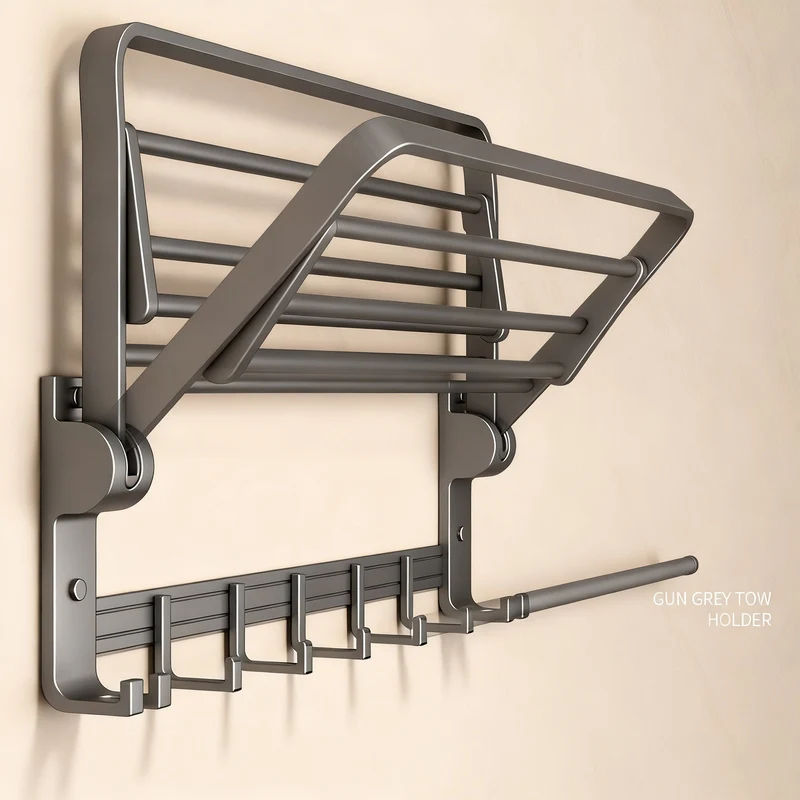 Aluminum towel holder, wall-mounted