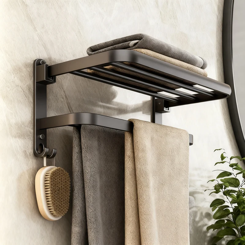 Aluminum towel holder, foldable