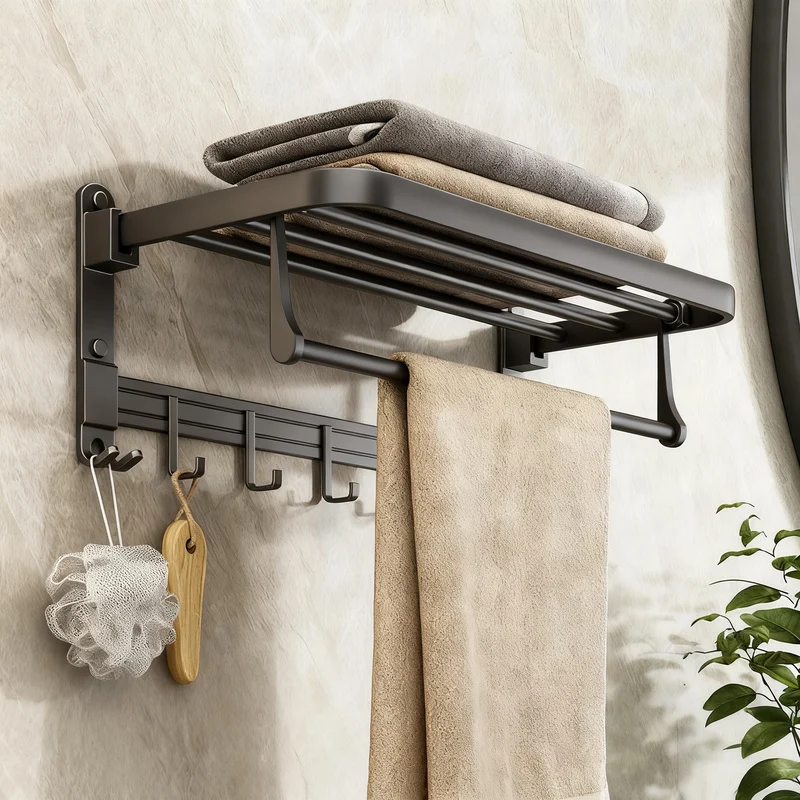 Aluminum towel holder, foldable