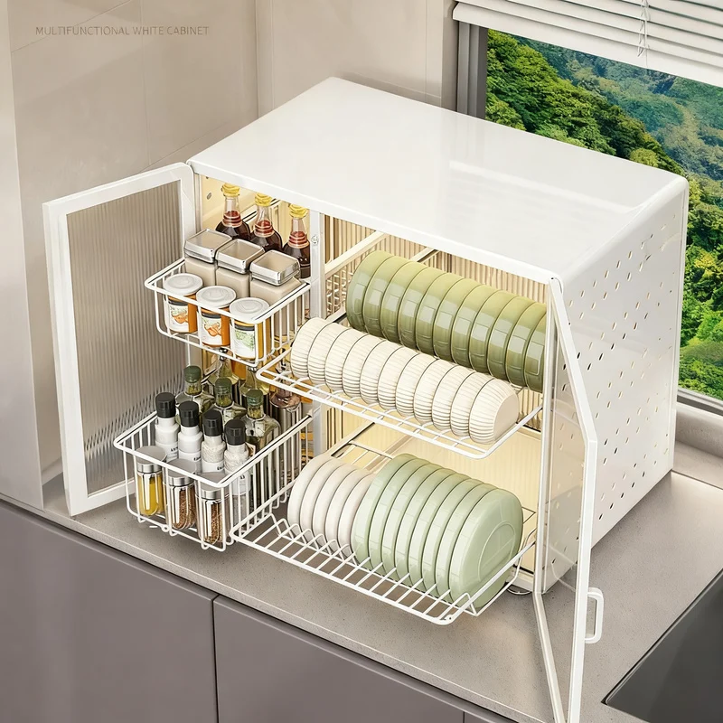 Dish drying rack with accessories, table model