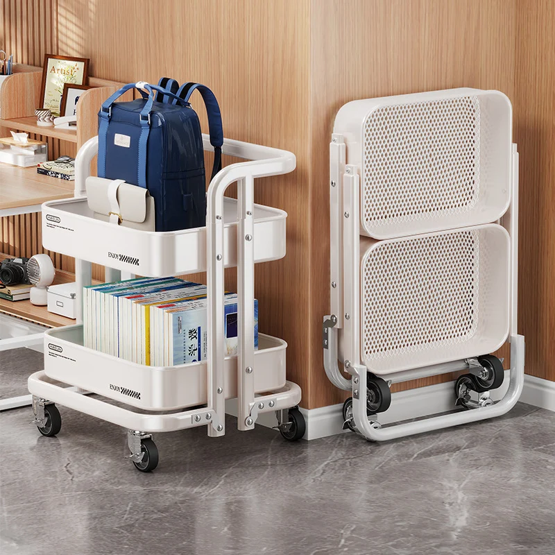 Mobile bookshelf with wheels, collapsible