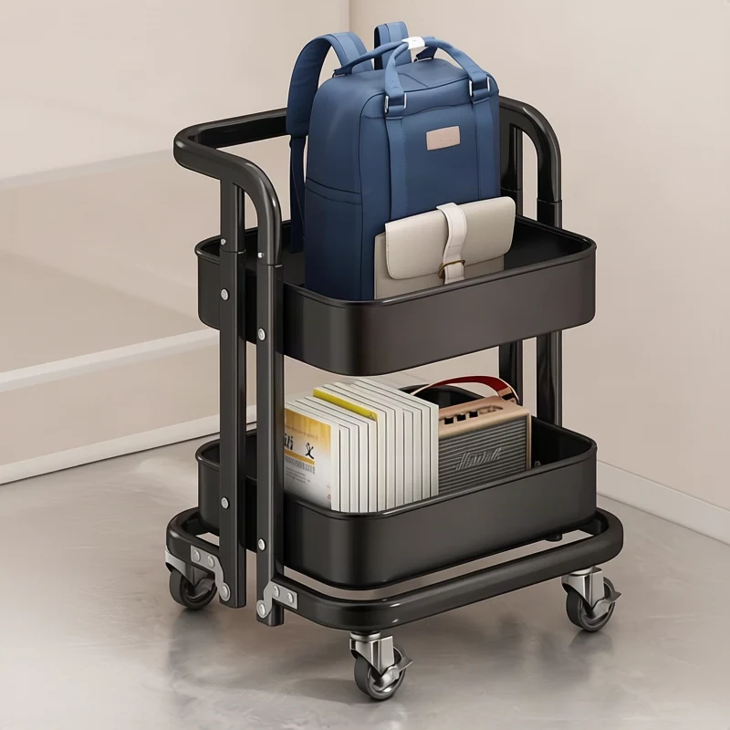Mobile bookshelf with wheels, collapsible