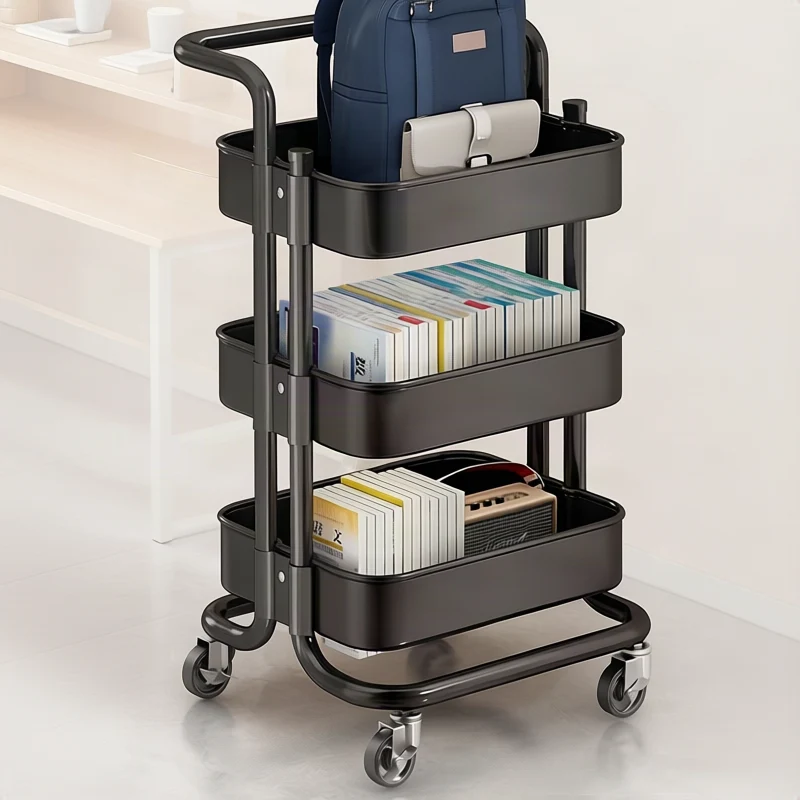 Mobile bookshelf with wheels, collapsible