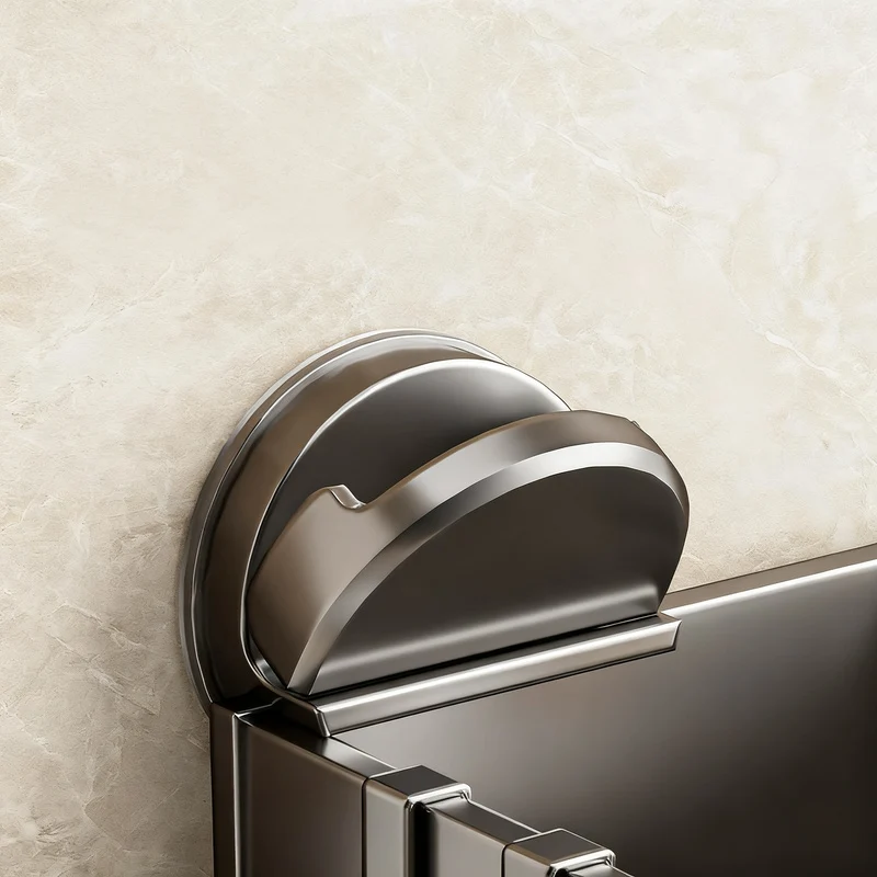 Stainless steel wall shelf with suction cup for the sink