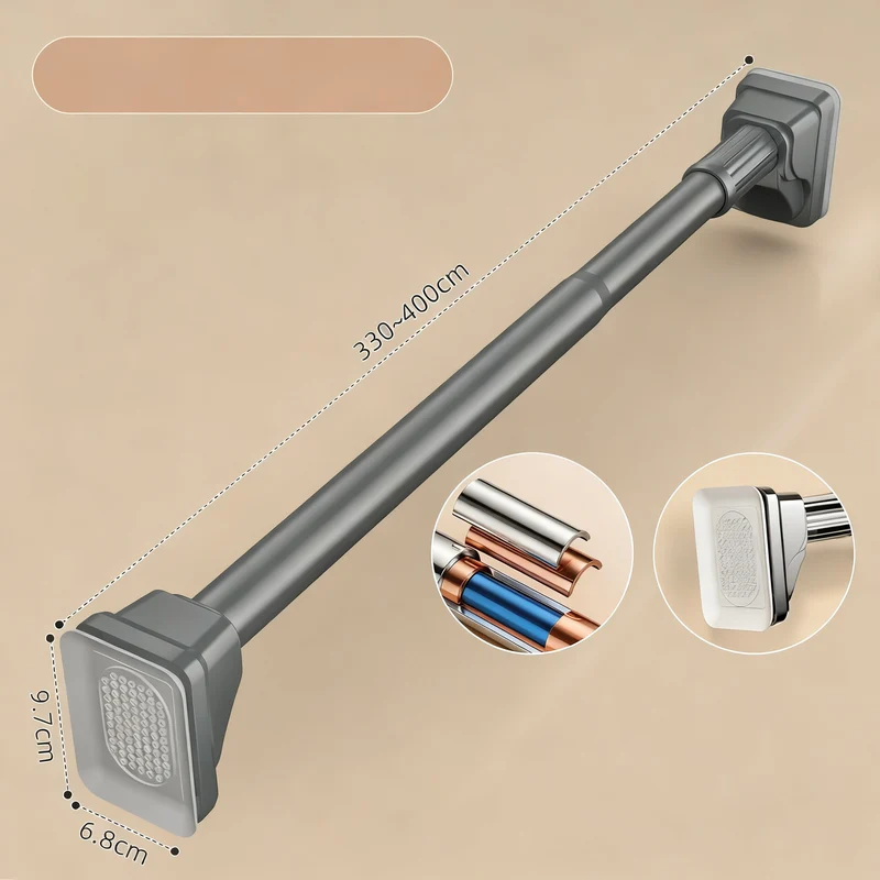 Telescopic stainless steel tension rod without drilling