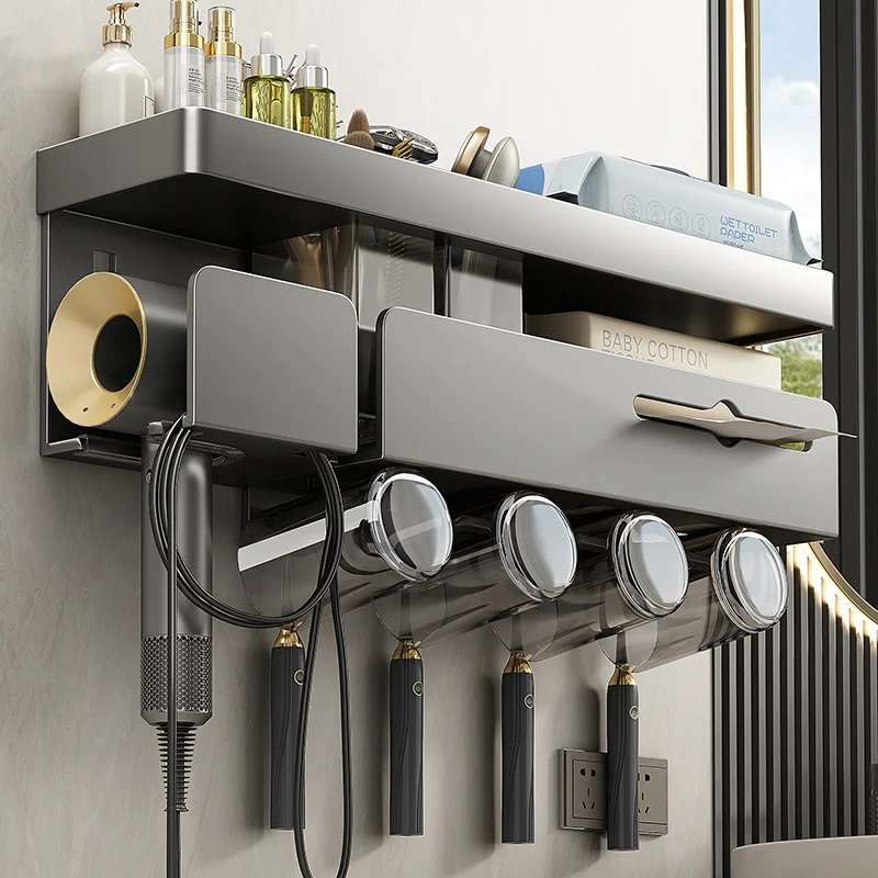 Aluminum bathroom shelf, 4-in-1, for 2–4 people