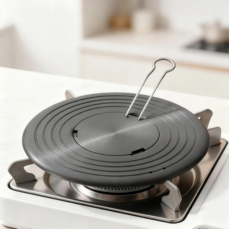 Removable heat distribution plate for gas stove, round