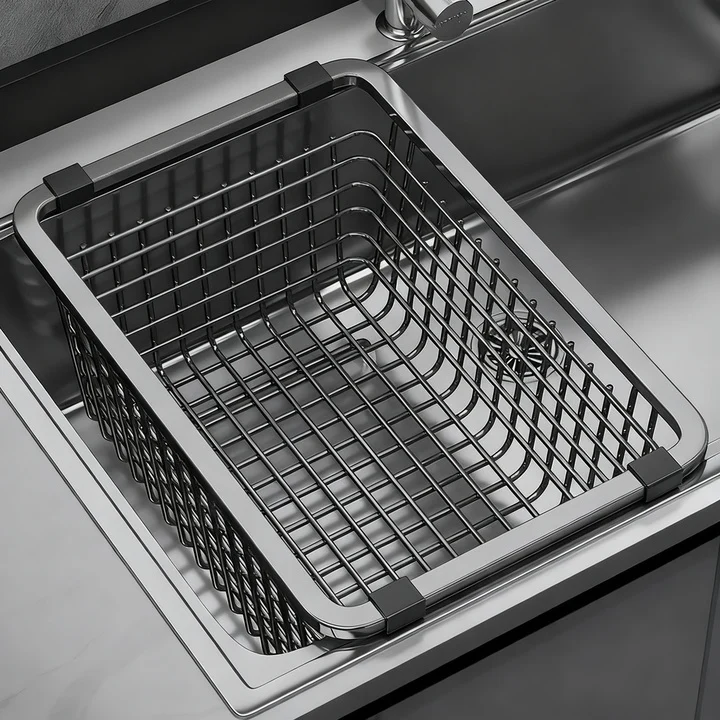 Stainless Steel Draining Basket for the Sink, Hanging